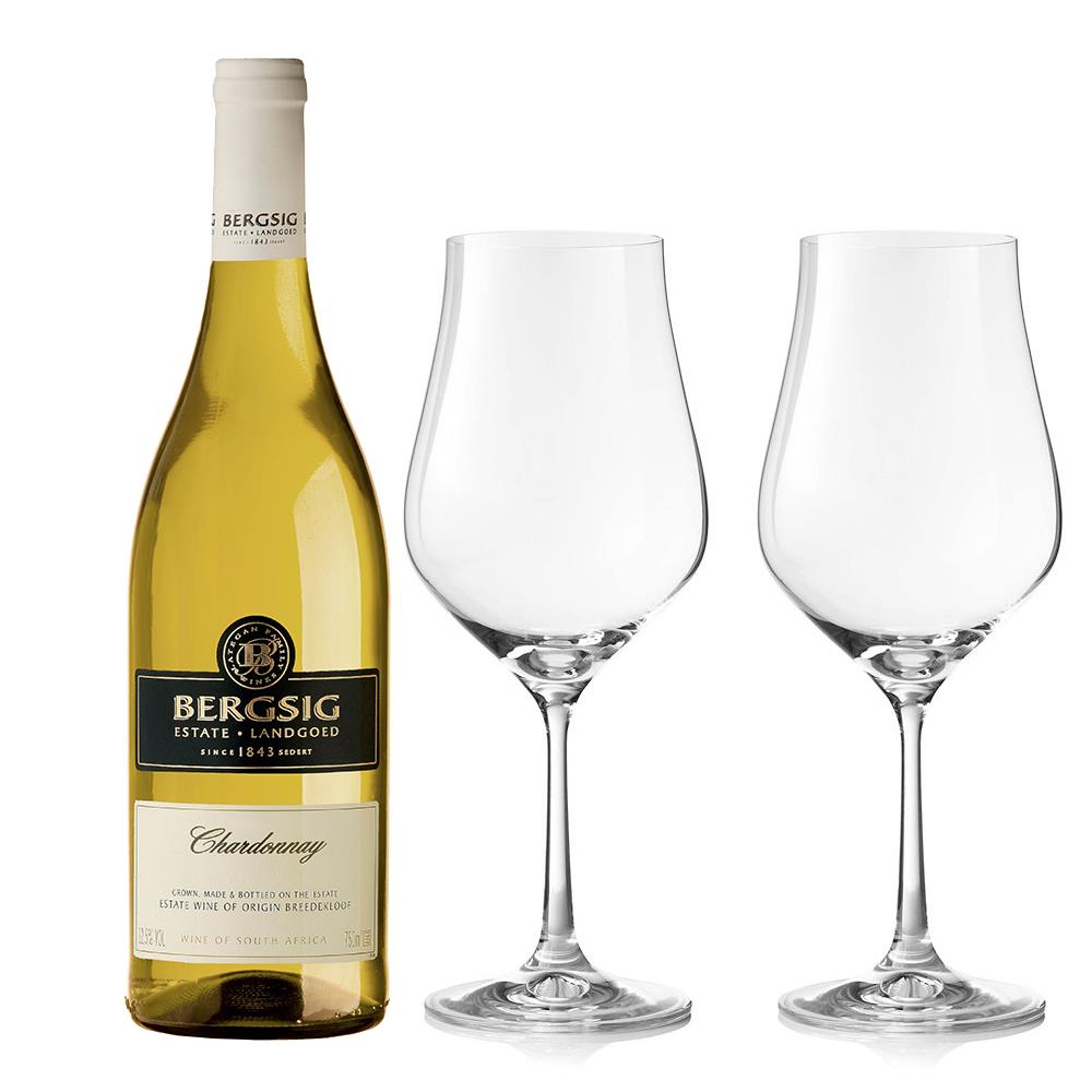 Bergsig Estate Chardonnay And Crystal Classic Collection Wine Glasses